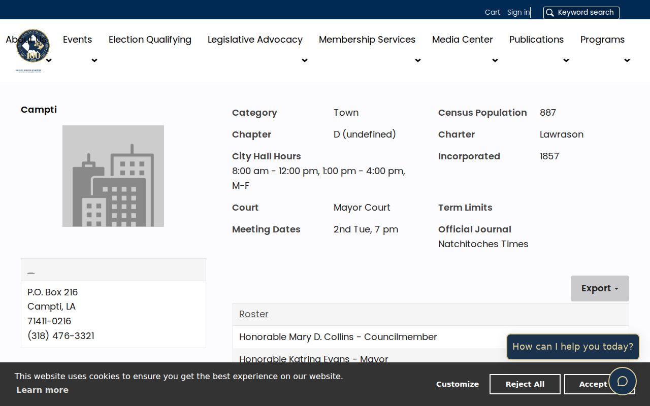 Louisiana Municipal Association profile for Campti