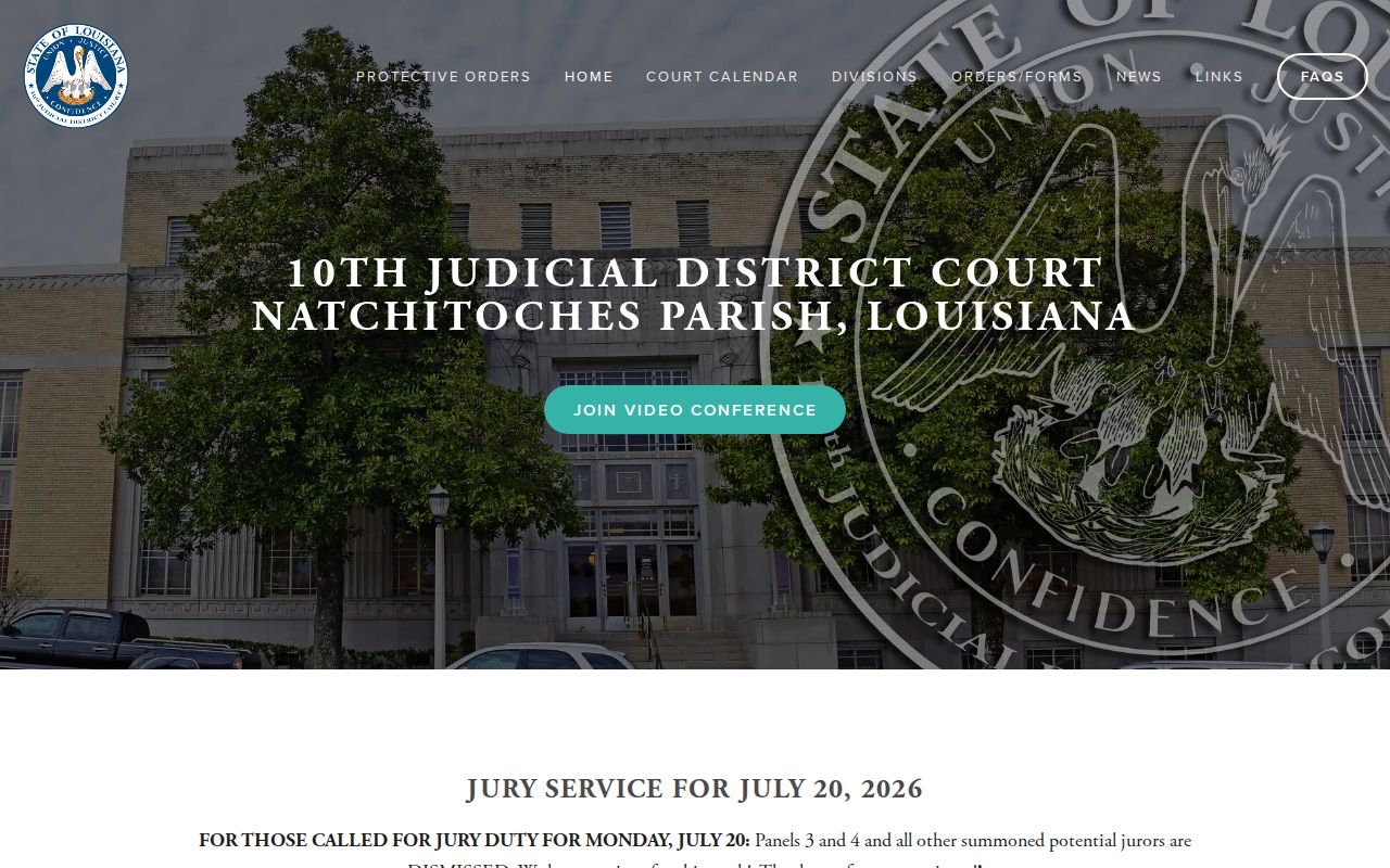 Natchitoches Parish criminal history 10th Judicial District Court