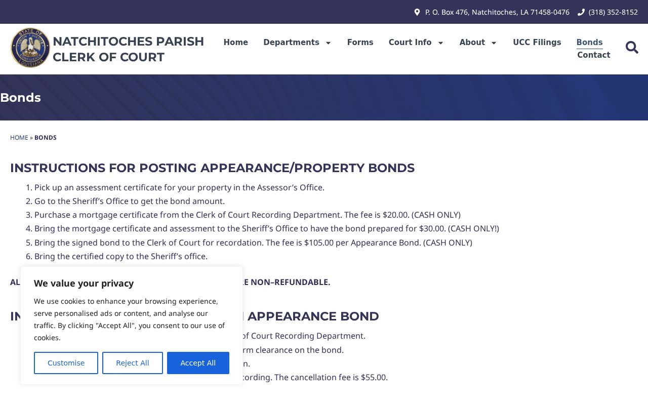 Natchitoches Parish property appearance bond procedure