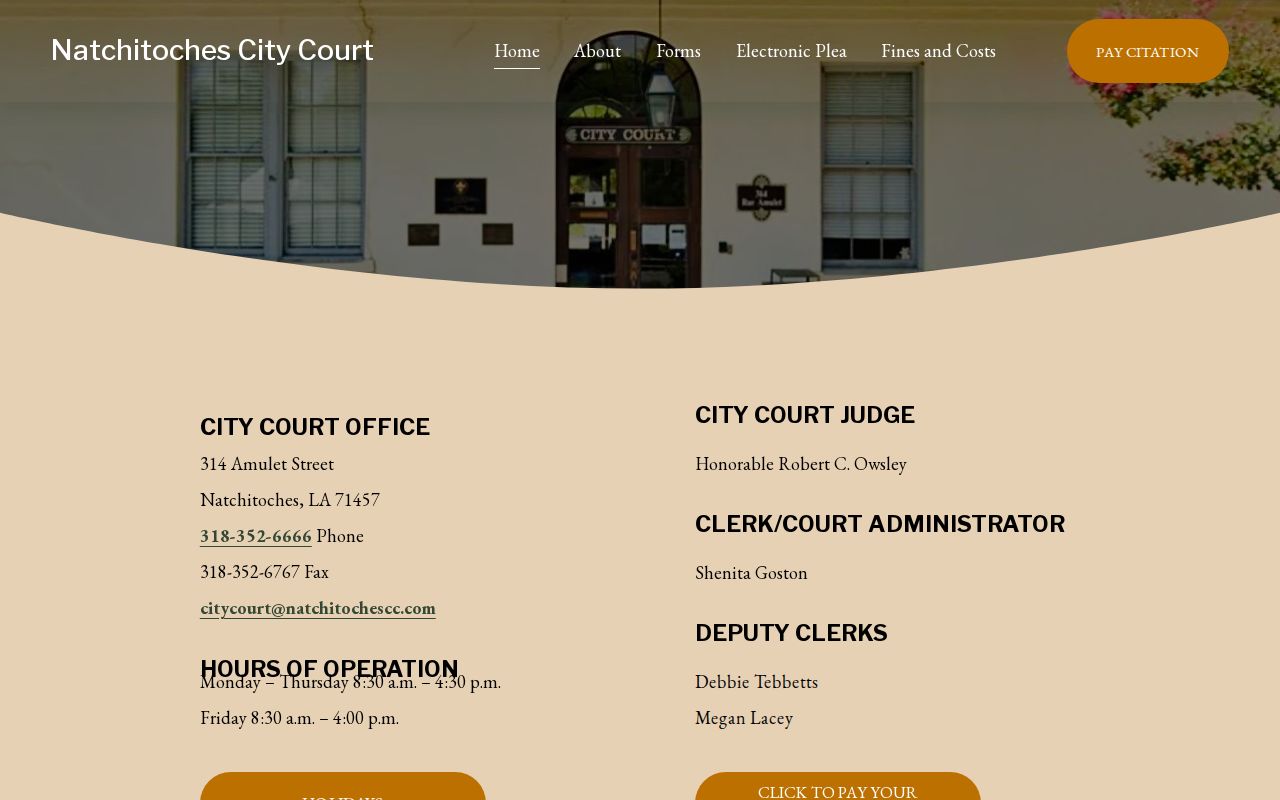 Natchitoches City Court for Ward 1 misdemeanor records